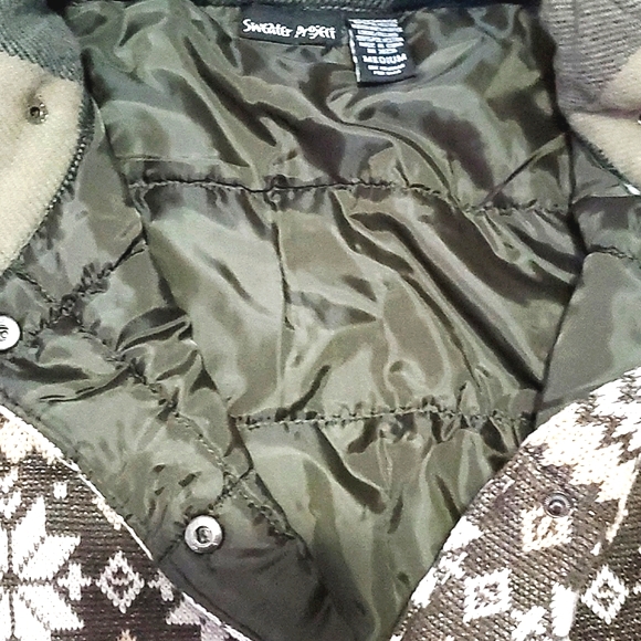 Sweater Project Retro Brown & Tan Grandpa Plaid Chunky Hooded Buttoned Jacket - Picture 12 of 14